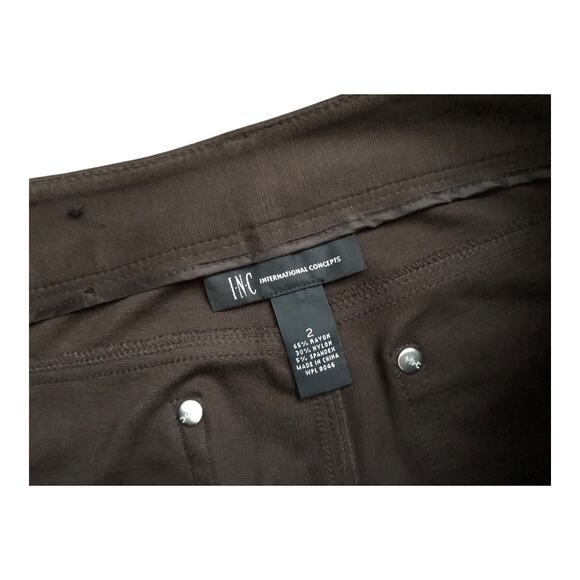 INC Womens Size 2 Brown Rayon Blend Stretch Slim Low Rise Pants 29" Inseam - Picture 5 of 5